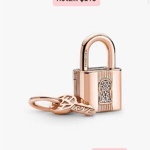 Pandora Rose Gold Padlock & Key Charm with Crystal Detailing